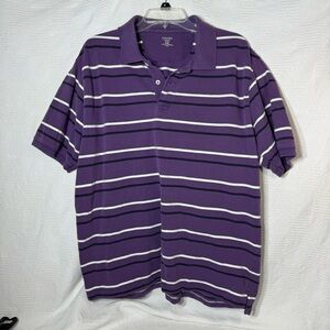 St. John's Bay Men’s Purple and White Polo Shirt‎ Classic Striped Size Xl